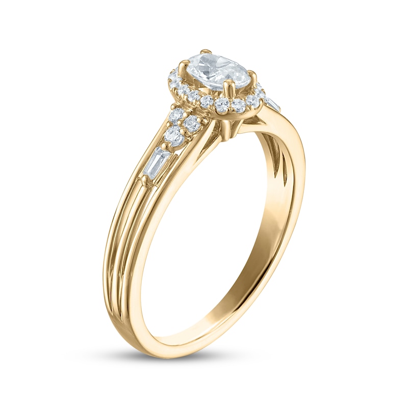 Main Image 2 of Adore Oval-Cut Diamond Halo Engagement Ring 1/2 ct tw 14K Yellow Gold