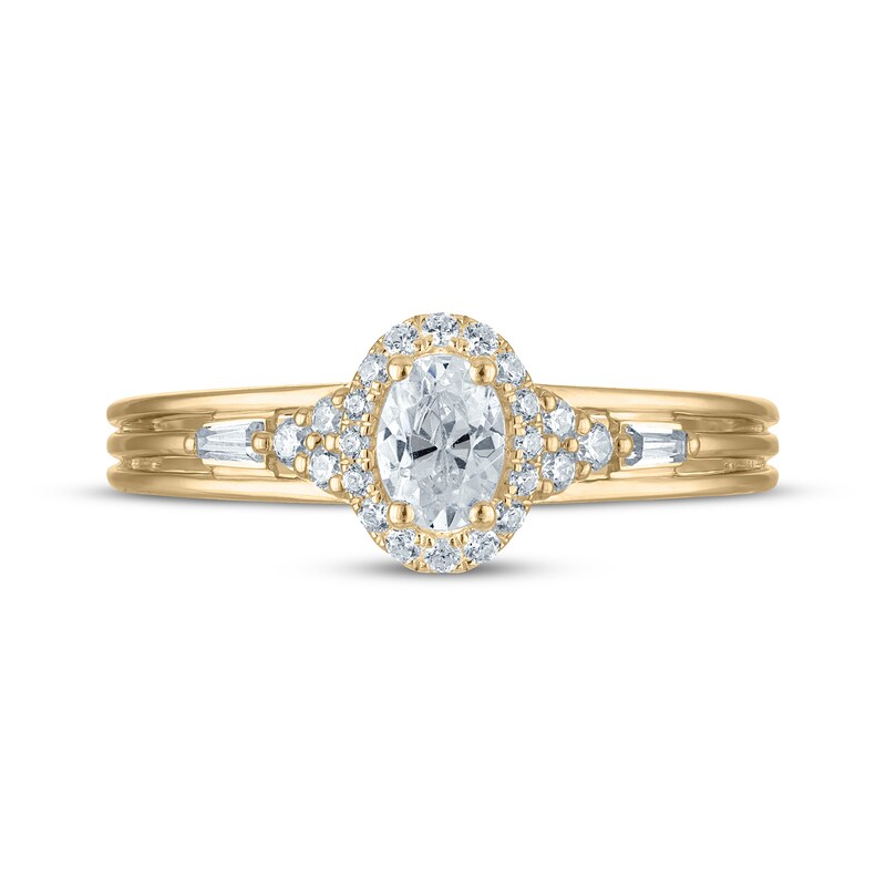 Main Image 3 of Adore Oval-Cut Diamond Halo Engagement Ring 1/2 ct tw 14K Yellow Gold