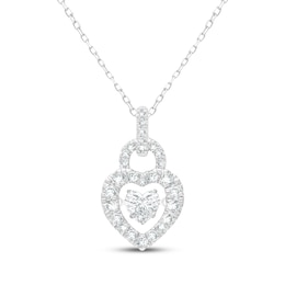 Unstoppable Love Heart-Shaped Lab-Grown Diamond Lock Necklace 1-1/2 ct tw 10K White Gold 18"
