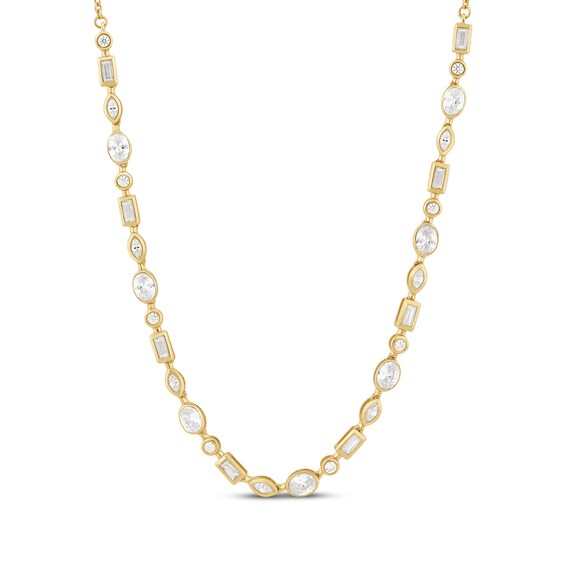 KAY Lab-Grown Diamonds Oval, Marquise, Baguette & Round-Cut Necklace 1-1/2 ct tw 14K Yellow Gold