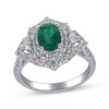Thumbnail Image 1 of Cirari Couture Oval-Cut Natural Emerald & Diamond Ring 3/4 ct tw 14K White Gold