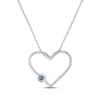 Thumbnail Image 3 of Swiss Blue Topaz & White Lab-Created Sapphire Heart Necklace Sterling Silver 18"