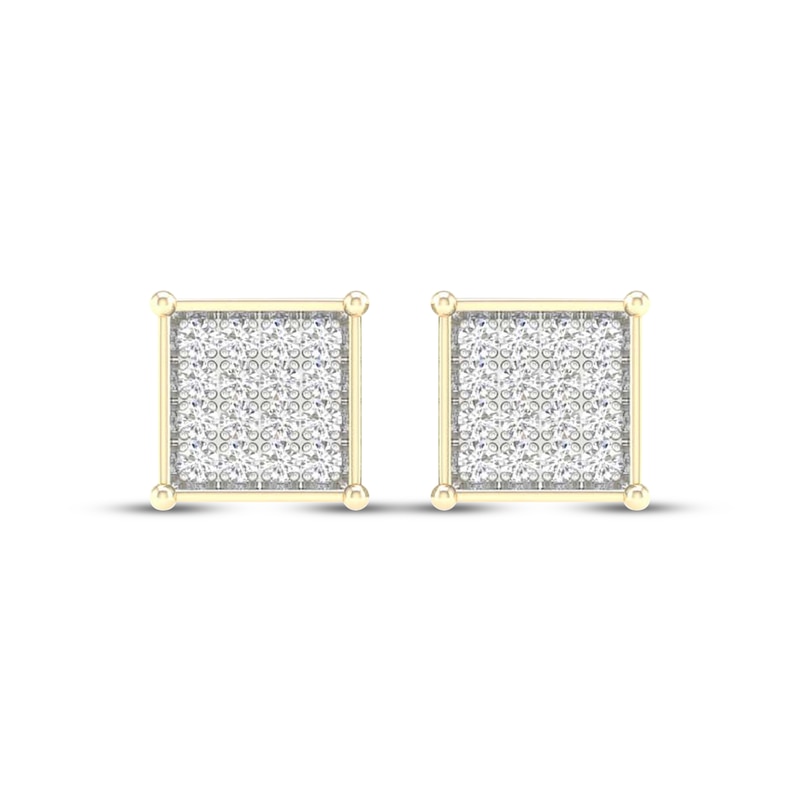 Main Image 2 of Men's Lab-Grown Diamond Square Stud Earrings 1 ct tw 10K Yellow Gold