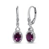 Thumbnail Image 1 of Oval-Cut Rhodolite Garnet & Diamond Drop Earrings 1/6 ct tw 10K White Gold