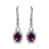 Thumbnail Image 2 of Oval-Cut Rhodolite Garnet & Diamond Drop Earrings 1/6 ct tw 10K White Gold