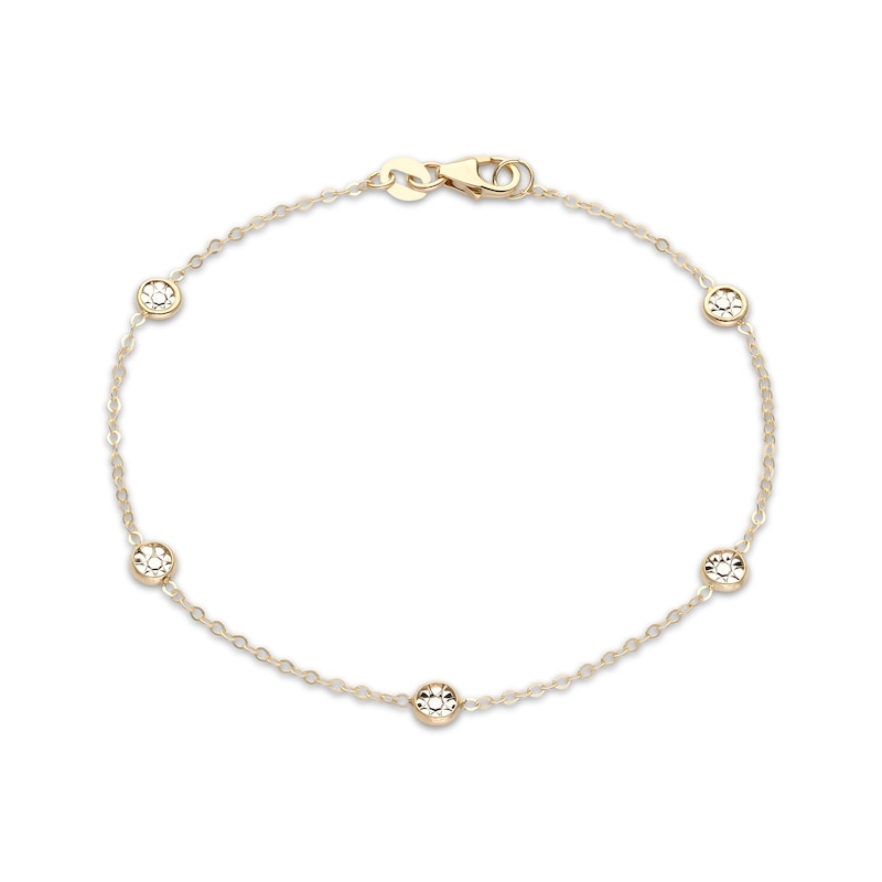 Main Image 1 of Diamond-Cut Circle Station Bracelet 10K Two-Tone Gold 7.5"
