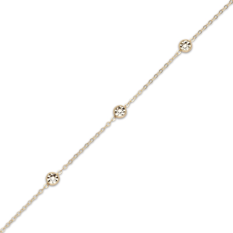 Main Image 2 of Diamond-Cut Circle Station Bracelet 10K Two-Tone Gold 7.5"