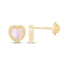 Thumbnail Image 3 of Children's Pink Mother-of-Pearl Heart Stud Earrings 14K Yellow Gold