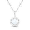 Thumbnail Image 1 of Cultured Pearl & White Lab-Created Sapphire Halo Necklace Sterling Silver 18"