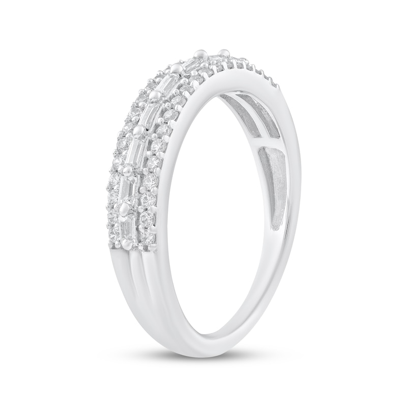 Main Image 2 of Adore Baguette & Round-Cut Diamond Three-Row Anniversary Ring 1/3 ct tw 14K White Gold