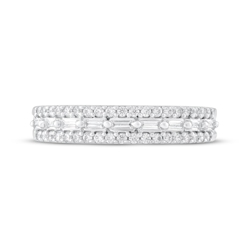Main Image 3 of Adore Baguette & Round-Cut Diamond Three-Row Anniversary Ring 1/3 ct tw 14K White Gold