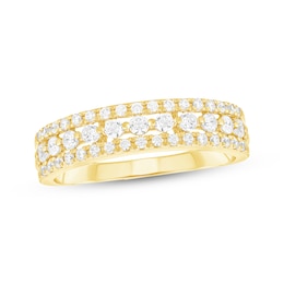 Adore Diamond Three-Row Anniversary Ring 1/2 ct tw 10K Yellow Gold
