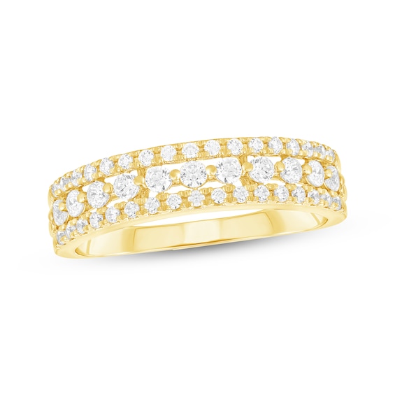 Adore Diamond Three-Row Anniversary Ring 1/2 ct tw 10K Yellow Gold