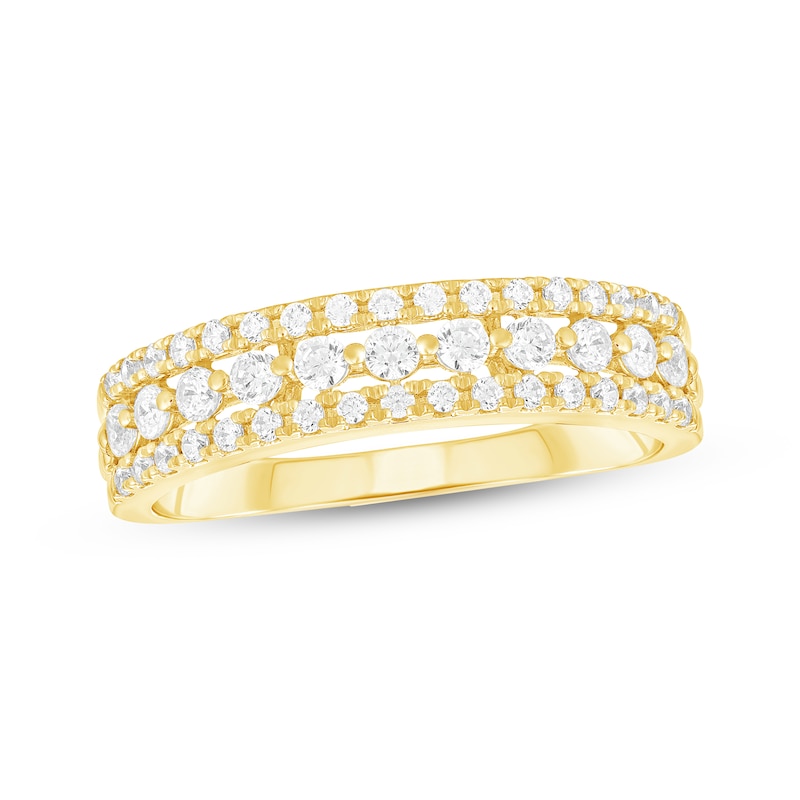 Main Image 1 of Adore Diamond Three-Row Anniversary Ring 1/2 ct tw 10K Yellow Gold