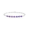 Thumbnail Image 1 of Pear-Shaped Amethyst Chain Link Bracelet Sterling Silver 7.25"