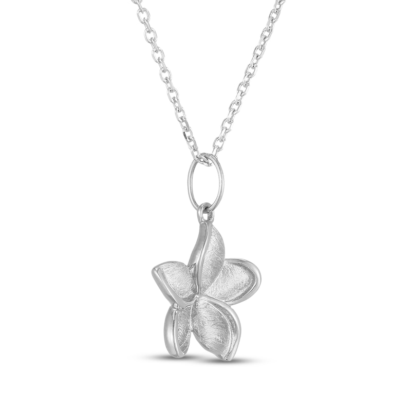 Main Image 2 of Sculpted Flower Necklace Sterling Silver 18"