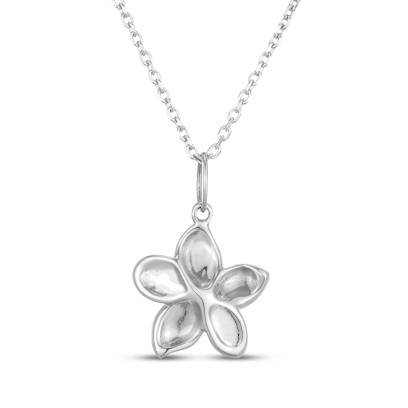 Main Image 3 of Sculpted Flower Necklace Sterling Silver 18"
