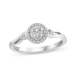 KAY Lab-Grown Diamonds Multi-Stone Circle Halo Promise Ring 1/5 ct tw Sterling Silver