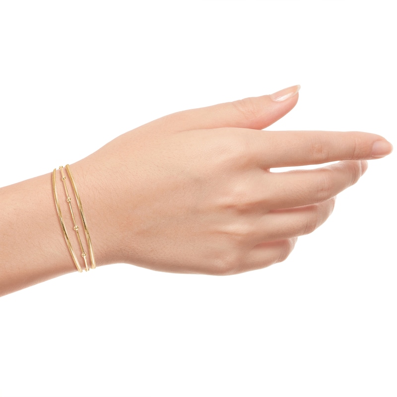 Main Image 3 of Layered Bead Bracelet 24K Yellow Gold Vermeil Sterling Silver 7.5"