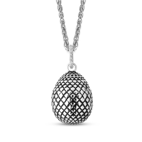 House of the Dragon Men's Diamond Dragon Egg Necklace 1/10 ct tw Sterling Silver 20"