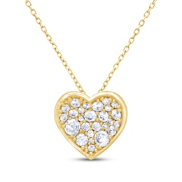 Lab-Grown Diamond Heart Necklace 1 ct tw 24K Yellow Gold Vermeil Sterling Silver 18"