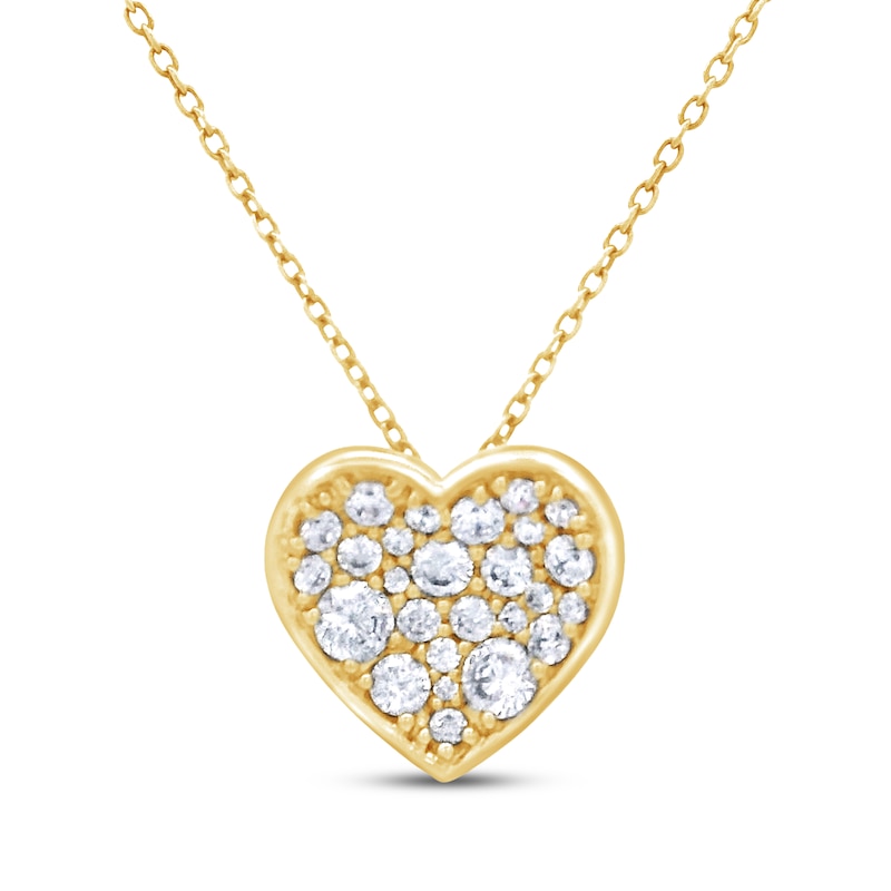 Main Image 1 of Lab-Grown Diamond Heart Necklace 1 ct tw 24K Yellow Gold Vermeil Sterling Silver 18"