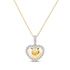 Thumbnail Image 1 of Lab-Grown Diamond Heart Halo Necklace 1/6 ct tw 24K Yellow Gold Vermeil Sterling Silver 18"