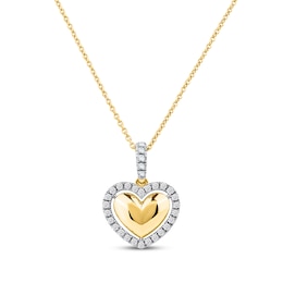 Lab-Grown Diamond Heart Halo Necklace 1/6 ct tw 24K Yellow Gold Vermeil Sterling Silver 18"