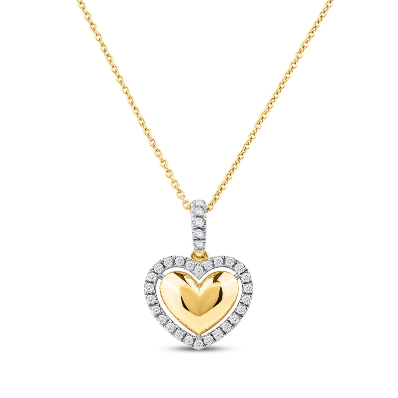 Main Image 1 of Lab-Grown Diamond Heart Halo Necklace 1/6 ct tw 24K Yellow Gold Vermeil Sterling Silver 18"