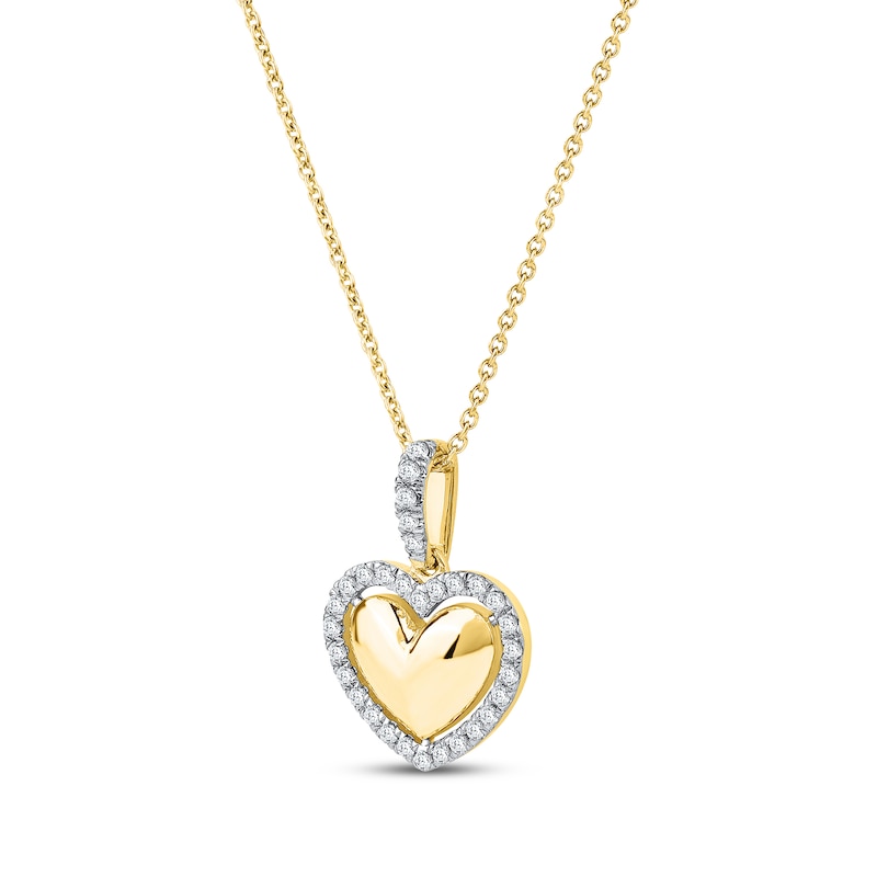 Main Image 2 of Lab-Grown Diamond Heart Halo Necklace 1/6 ct tw 24K Yellow Gold Vermeil Sterling Silver 18"