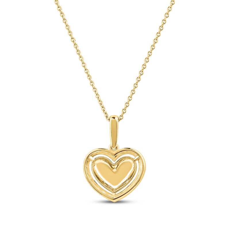 Main Image 3 of Lab-Grown Diamond Heart Halo Necklace 1/6 ct tw 24K Yellow Gold Vermeil Sterling Silver 18"