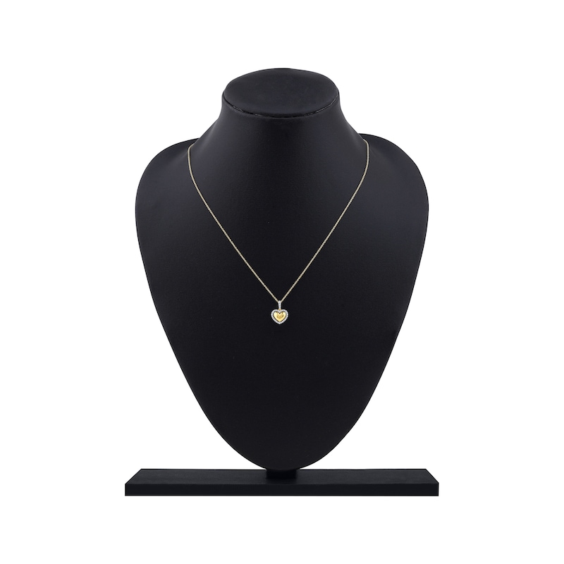 Main Image 5 of Lab-Grown Diamond Heart Halo Necklace 1/6 ct tw 24K Yellow Gold Vermeil Sterling Silver 18"
