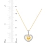 Thumbnail Image 7 of Lab-Grown Diamond Heart Halo Necklace 1/6 ct tw 24K Yellow Gold Vermeil Sterling Silver 18"