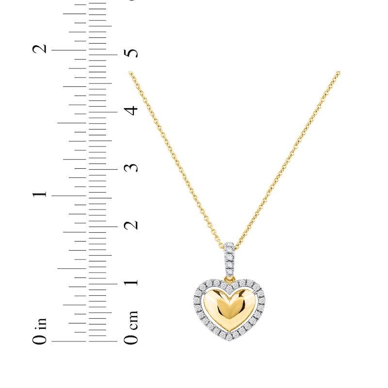 Main Image 7 of Lab-Grown Diamond Heart Halo Necklace 1/6 ct tw 24K Yellow Gold Vermeil Sterling Silver 18"