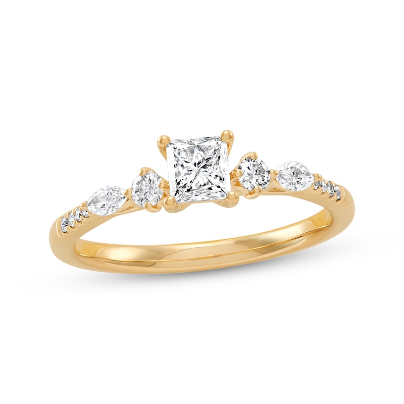 Main Image 1 of Adore Princess-Cut Diamond Engagement Ring 3/4 ct tw 14K Yellow Gold