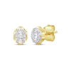 Thumbnail Image 1 of Princess & Round-Cut Multi-Diamond Scalloped Oval Stud Earrings 1/4 ct tw 10K Yellow Gold