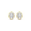 Thumbnail Image 2 of Princess & Round-Cut Multi-Diamond Scalloped Oval Stud Earrings 1/4 ct tw 10K Yellow Gold