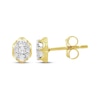 Thumbnail Image 3 of Princess & Round-Cut Multi-Diamond Scalloped Oval Stud Earrings 1/4 ct tw 10K Yellow Gold