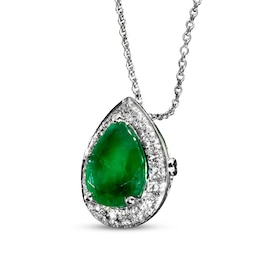 Le Vian Pear-Shaped Emerald Necklace 1/5 ct tw Diamonds 14K Vanilla Gold® 20"