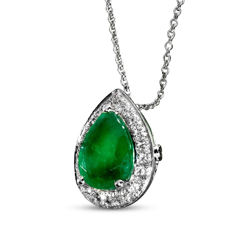 Main Image 1 of Le Vian Pear-Shaped Emerald Necklace 1/5 ct tw Diamonds 14K Vanilla Gold® 20"