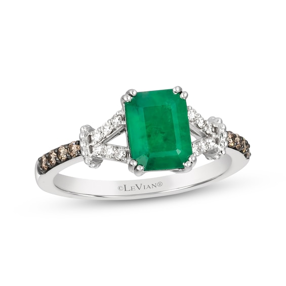 Le Vian Emerald-Cut Emerald Ring 1/5 ct tw Diamonds 14K Vanilla Gold