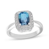 Thumbnail Image 1 of Cushion-Cut Swiss Blue Topaz & White Lab-Created Sapphire Halo Ring Sterling Silver