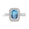 Thumbnail Image 3 of Cushion-Cut Swiss Blue Topaz & White Lab-Created Sapphire Halo Ring Sterling Silver