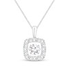 Thumbnail Image 1 of Unstoppable Love Lab-Grown Diamond Cushion Halo Necklace 3 ct tw 10K White Gold 19"