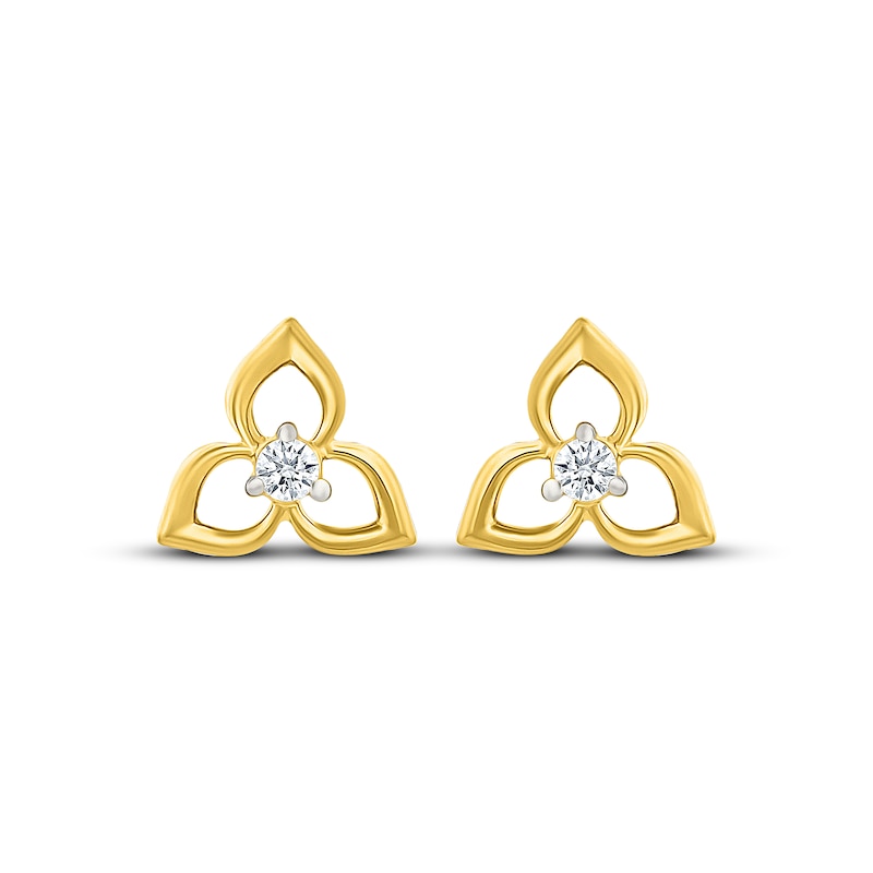 Main Image 2 of Diamond Accent Flower Stud Earrings 10K Yellow Gold