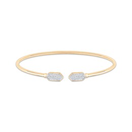 Diamond Hexagon Flex Cuff Bangle Bracelet 1/3 ct tw 10K Yellow Gold