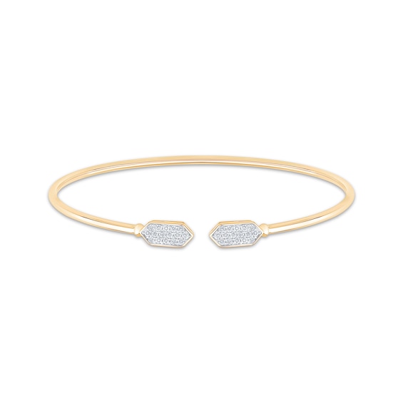 Diamond Hexagon Flex Cuff Bangle Bracelet 1/3 ct tw 10K Yellow Gold