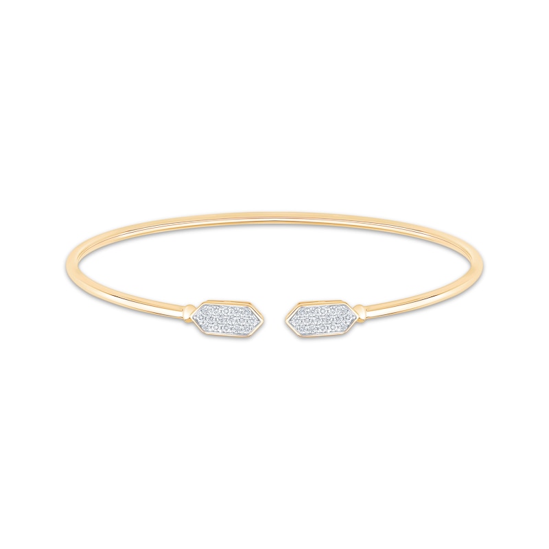 Main Image 1 of Diamond Hexagon Flex Cuff Bangle Bracelet 1/3 ct tw 10K Yellow Gold