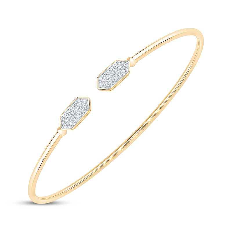 Main Image 2 of Diamond Hexagon Flex Cuff Bangle Bracelet 1/3 ct tw 10K Yellow Gold