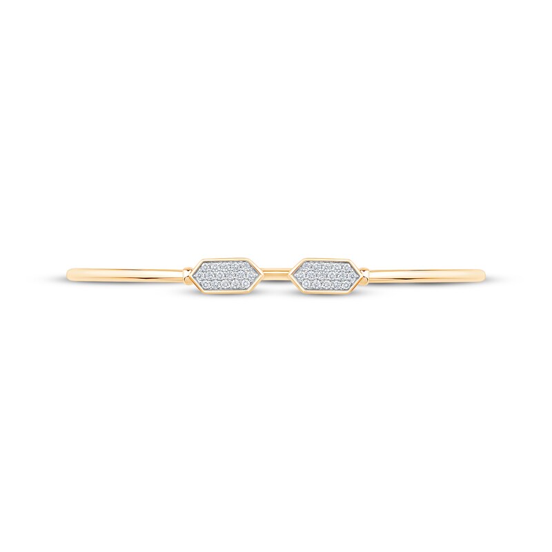 Main Image 4 of Diamond Hexagon Flex Cuff Bangle Bracelet 1/3 ct tw 10K Yellow Gold